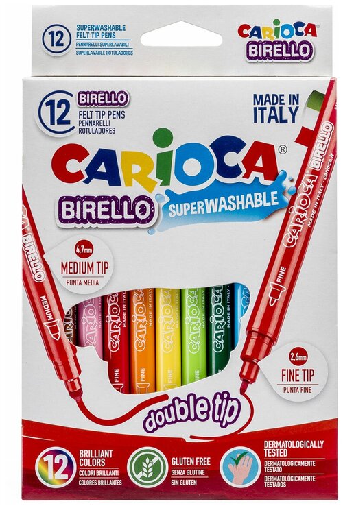 Carioca Набор фломастеров Birello (41457), разноцветный, 12 шт.