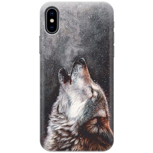 фото Gosso ультратонкий силиконовый чехол-накладка для apple iphone xs / x с принтом "морозный волк"