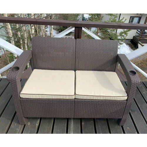 Садовый двухместный диван Lounge balcony с подушками и каркасом под ротанг