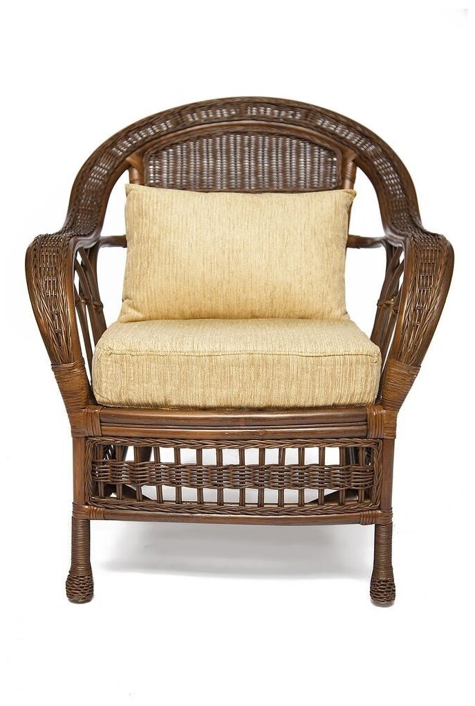 Комплект для отдыха TetChair "MICHELLE" ( стол со стеклом+ диван + 2 кресла + подушки),Pecan Washed (античн. орех), Ткань рубчик, цвет кремовый - фотография № 3