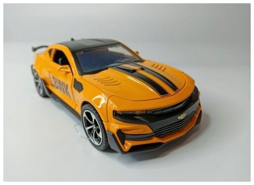 Коллекционная машинка игрушка металлическая Chevrolet Camaro с дымом для мальчиков масштабная модель 1:24 желтая