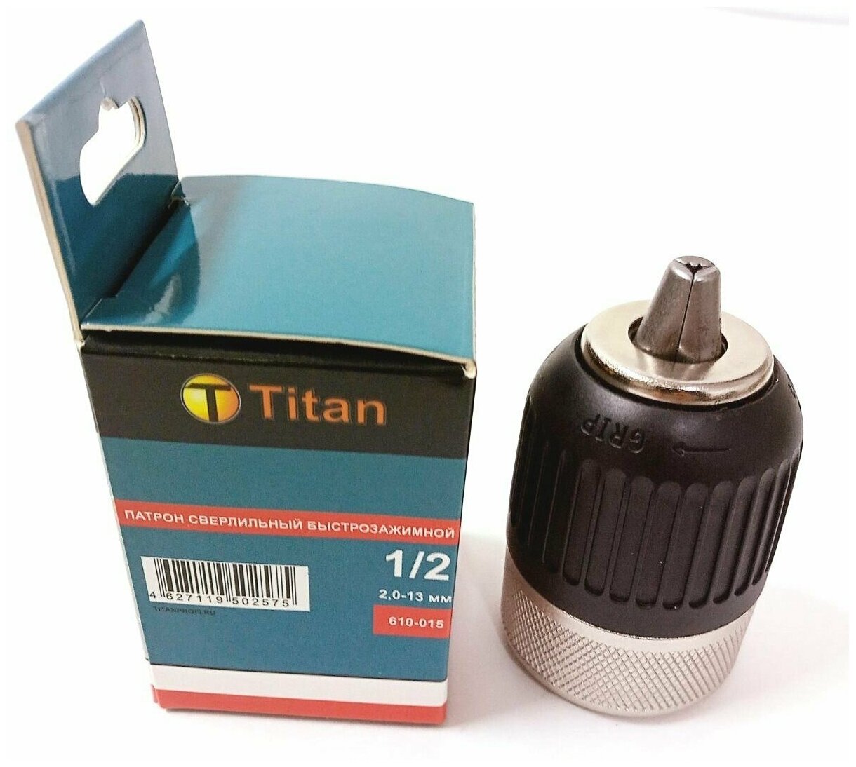 фото Патрон для дрели-шуруповерта Makita, Bosch, Metabo, Dewalt, Интерскол и пр. (резьба 1/2; 2-13 мм; быстрозажимной; 2х-муфтовый; металл-пластик)