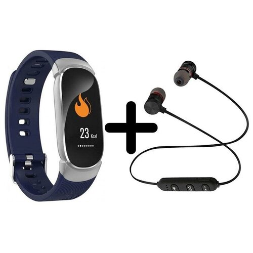 Умные часы BandRate Smart BRSQW1616SBL-SET1 с беспроводными наушниками шагомером тонометром 481000₽