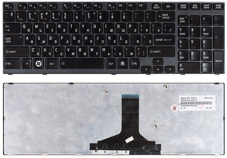 Клавиатура для Toshiba Qosmio P755D черная с черной рамкой (версия 1)