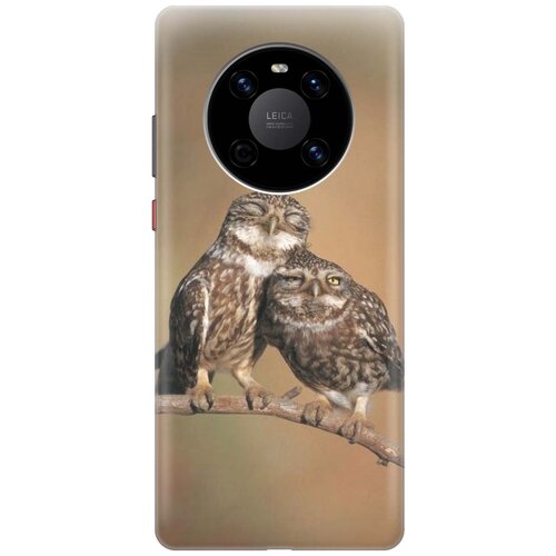 фото Cиликоновый чехол на huawei mate 40 / хуавей мейт 40 с принтом "пара совушек" gosso