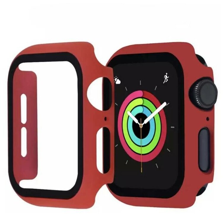 Чехол для Apple Watch 42mm со стеклом красный