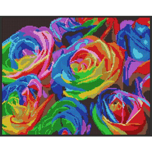 Алмазная мозаика картина Радужные розы 43,5*55см