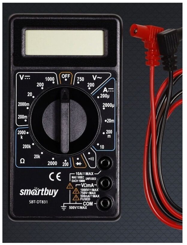 Мультиметр DT831, многофункц, в комплекте: набор щупов, крона, Smartbuy tools (SBT-DT831)