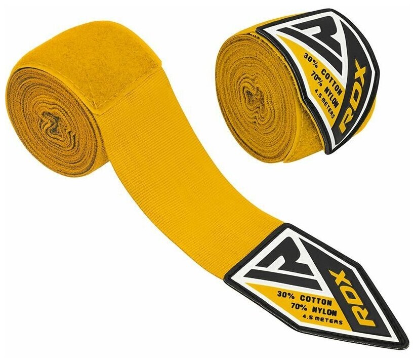 Бинты боксерские RDX RB 4.5M ELASTICATED HAND WRAPS BANDAGE FOR BOXING, MMA 4,5 м , размер , желтый