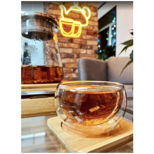 Стеклянная чашка с двойным дном 140 мл, 2 штуки