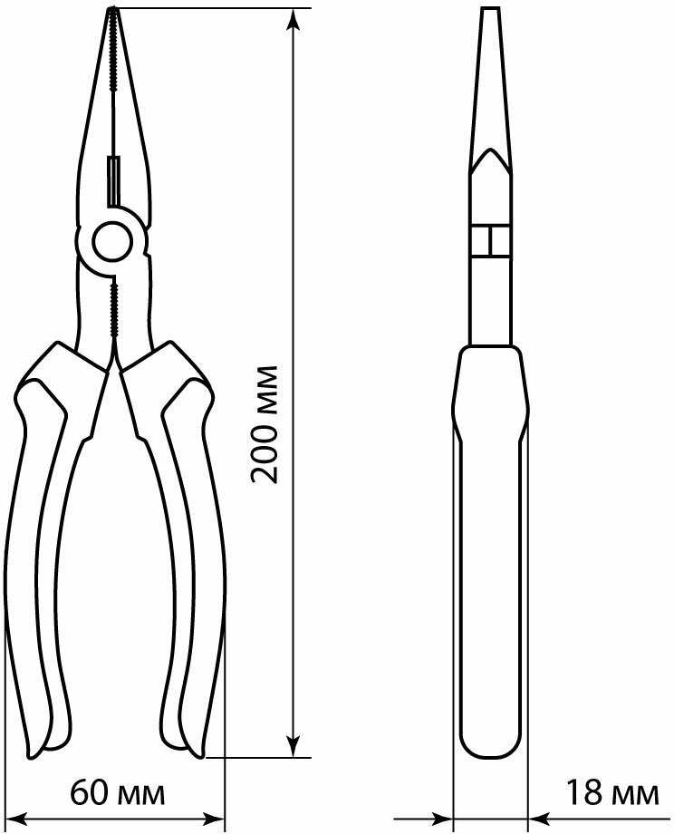 Длинногубцы (тонкогубцы) с пластиковыми рукоятками углеродистая сталь 180 серия "Гранит" TDM