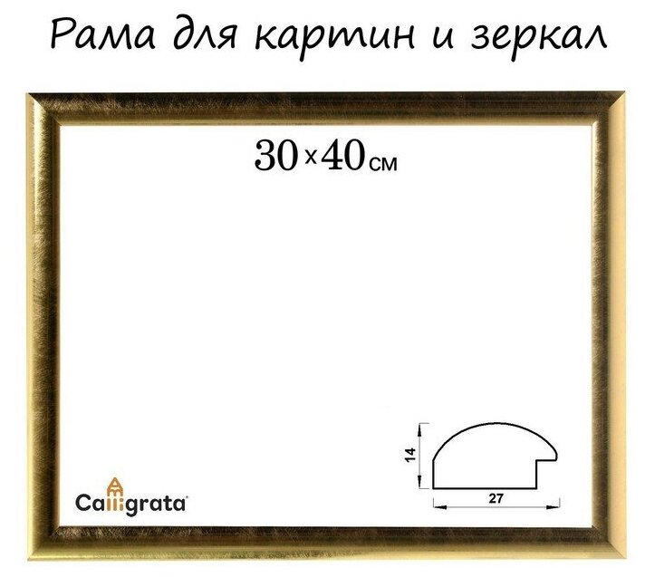 Calligrata Рама для картин (зеркал) 30 х 40 х 2,7 см, пластиковая, Calligrata 6472, золотая