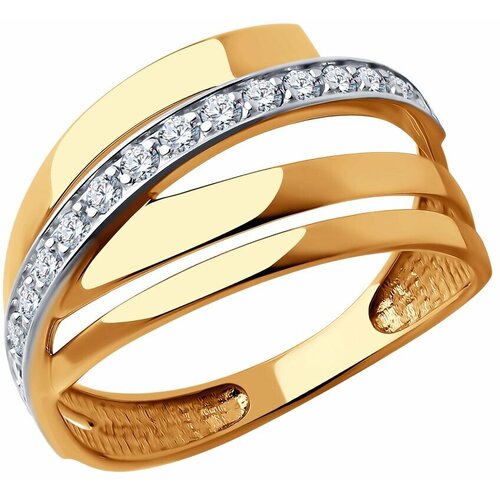 Кольцо SOKOLOV, красное золото, 585 проба, фианит, размер 19, золото кольцо sokolov из золота с фианитами 018005 размер 17 5