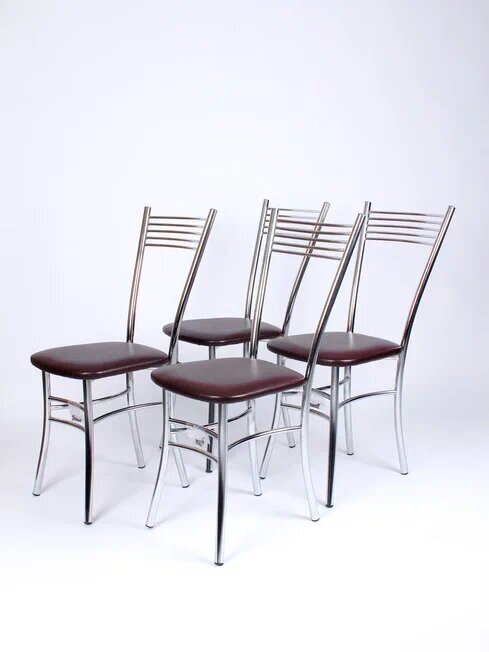 фото Стул, Кевин, для кухни, дома, дачи, металлический, хромированный, с мягким сиденьем, не, икеа, экокожа, стулья кухонные,