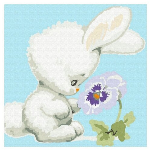 Molly Картина по номерам «Зайчонок с цветком» (KH0452)20x20см