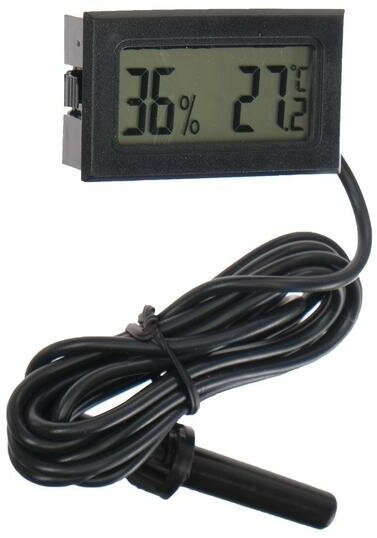 Термометр, гигрометр цифровой, ЖК-экран, провод 1.5 м - фотография № 1