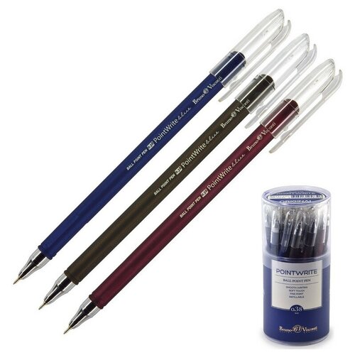 фото Ручка шарик pointwrite original 0,38 мм, 3 цвета, синяя 20-0210 3 штуки bruno visconti