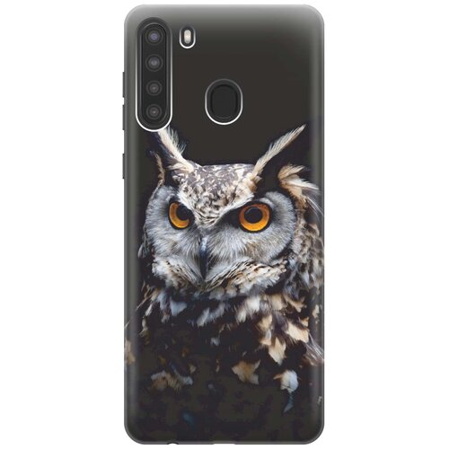 фото Re:paчехол - накладка artcolor для samsung galaxy a21 с принтом "сова на темном фоне"