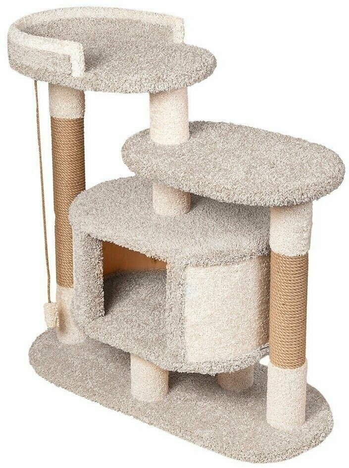 Игровой комплекс для кошек, когтеточка с домиком "Лежанка" серый - фотография № 1