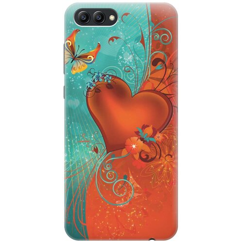 фото Cиликоновый чехол на honor v10 / хонор в10 с принтом "сердце и бабочка" gosso