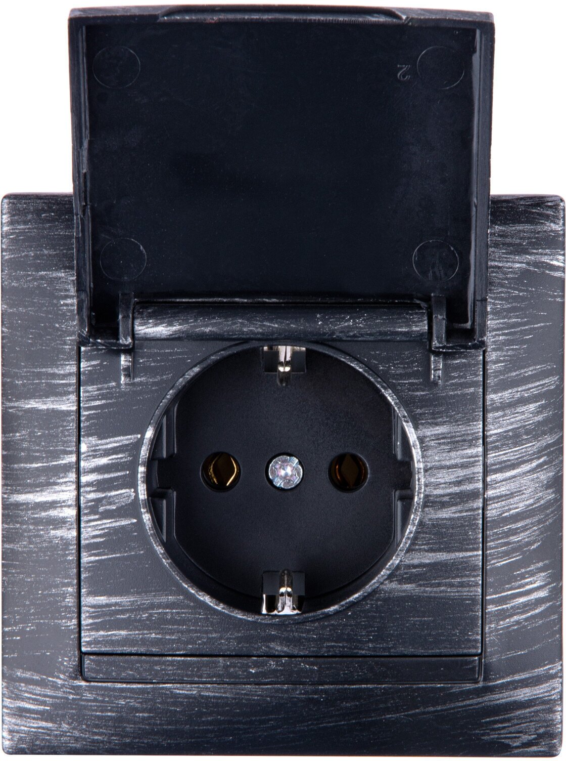 Розетка 2П+З 16А 250В IP44 с крышкой старинное серебро "Лама" TDM SQ1815-0667 - фотография № 5