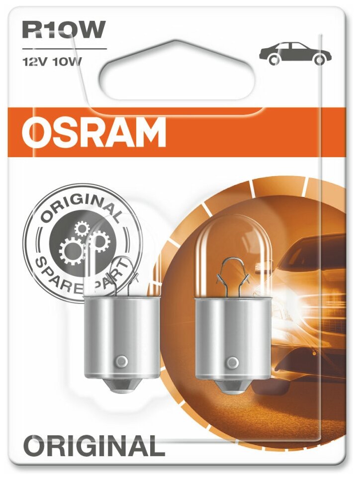 Комплект ламп накаливания блистер 2шт R10W 12V 10W BA15S, 500802B OSRAM 5008-02B