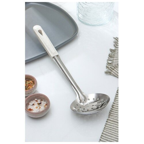 Шумовка из нержавеющей стали Доляна Соната h34 см цвет серебряный для дома 599₽