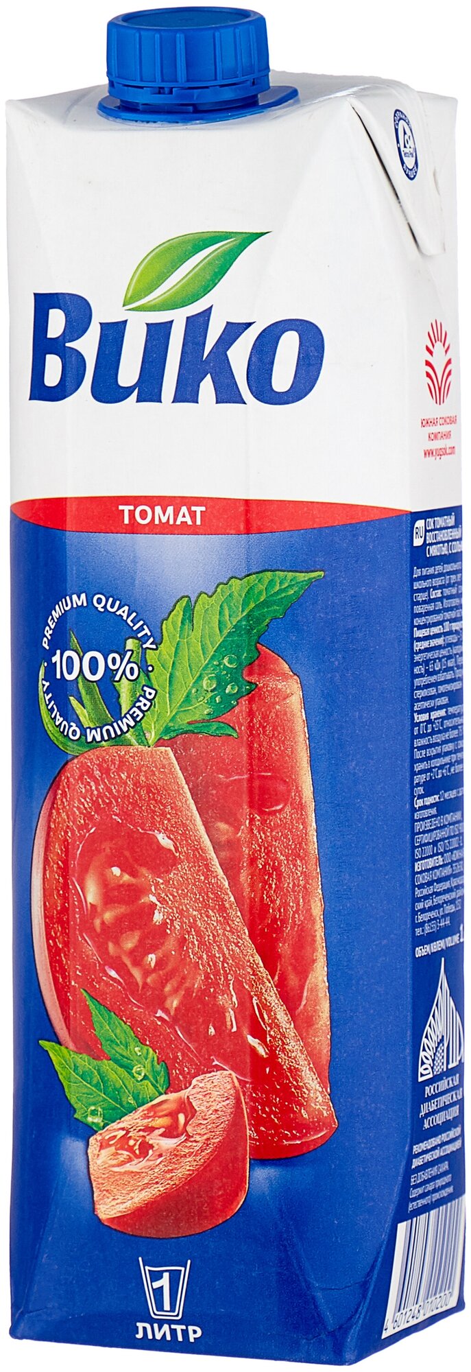 Сок томатный Вико, с мякотью, с солью, 1 л - фотография № 1