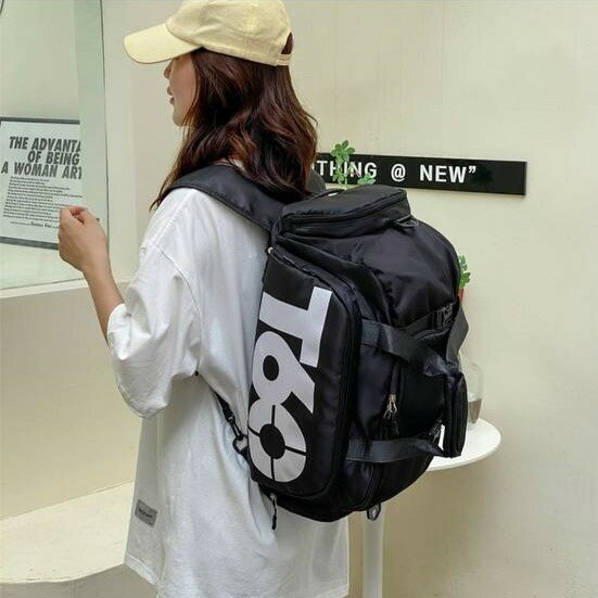 Спортивная сумка дорожный рюкзак 2В1, черная - фотография № 11