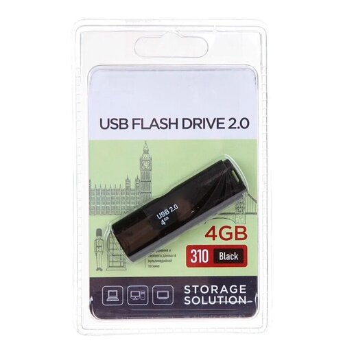 Флеш-накопитель 4Gb OltraMax 310, USB 2.0, пластик, чёрный