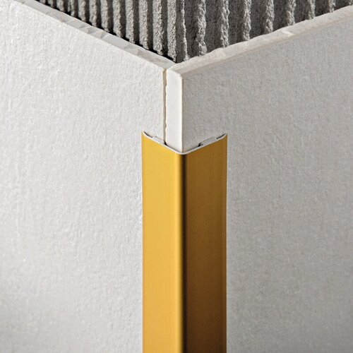 Угол накладной алюминий анодированный золото матовое размер 12х12 мм длина 2.5 метра угол внутренний металлический для плинтуса из анодированного алюминия 40 мм