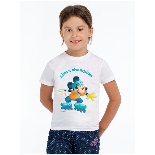 фото Футболка детская «микки маус. сhampion», белая, на рост 118-128 см (8 лет) disney by 111