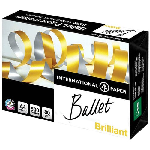 Бумага офисная BALLET BRILLIANT, А4, 80 г/м2, 500 л., марка А, ColorLok, International Paper, белизна 168%, BALBR080X501 бумага офисная svetocopy classic а4 80 г м2 500 л марка с international paper белизна 146%