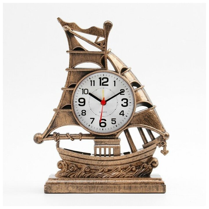Часы - будильник настольные "Клипер", дискретный ход, циферблат d-7.5 см, 17 х 21.5 см