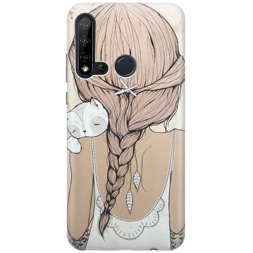 фото Re:paчехол - накладка artcolor для huawei nova 5i / p20 lite (2019) с принтом "девочка в обнимку с котом"