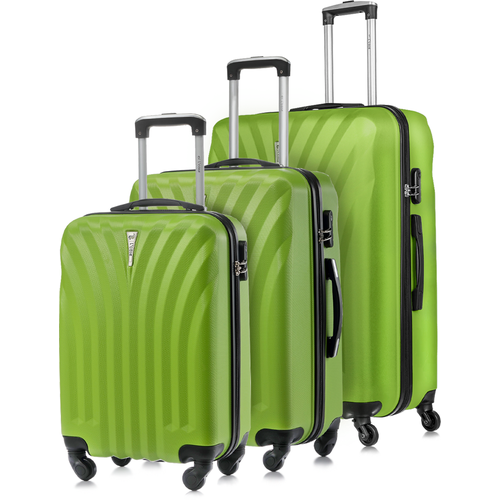 комплект чемоданов lacase phuket цвет зеленый Комплект чемоданов L'case Phuket, 3 шт., 133 л, размер S/M/L, зеленый