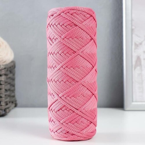 Пряжа-шнур для ручного вязания, 100% полиэфир, 3 мм х 100 м, розовый цвет, 1 шт.