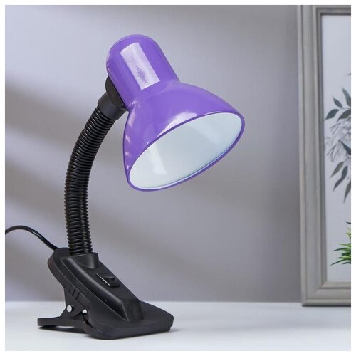 фото Лампа настольная уютель на прищепке, светодиодная, 8 вт, led, 750 лм, шнур 1,5 м, фиолетовая