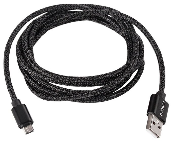 Кабель Rombica Digital AB-04B Micro USB to USB cable, длина 2 м. Цвет черный.