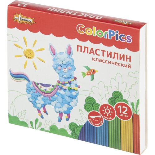 Пластилин №1 School ColorPics набор 12цв 240г со стеком 1 шт