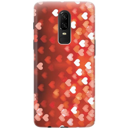 фото Cиликоновый чехол на oneplus 6 / ванплюс 6 с принтом "бокэ из красных сердечек" gosso