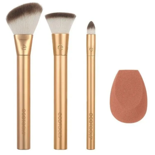 Набор кистей и спонж для макияжа EcoTools Precious Metals Face Blend + Sculpt Set, 4 шт. Новинка