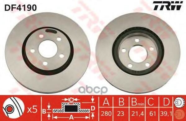 Диск Тормозной Передний Chrysler Pt Cruser Trw Df4190 Chrysler Pt Cruser TRW арт. DF4190