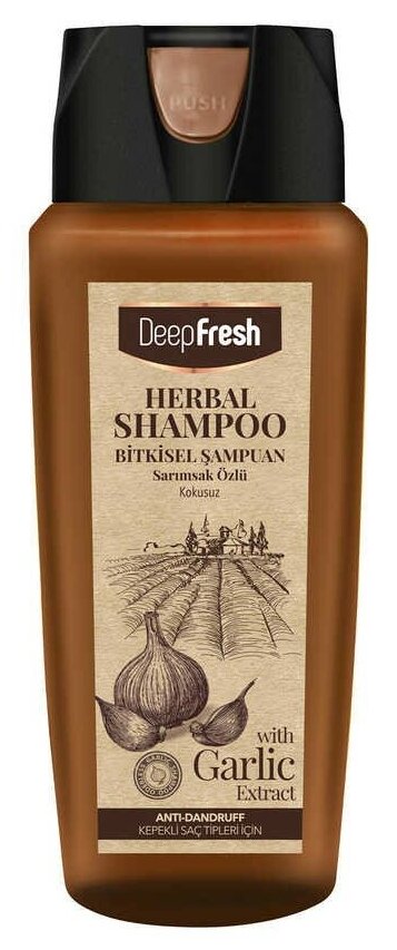 Укрепляющий травяной шампунь Deep Fresh против перхоти ломкости и выпадения волос с экстрактом чеснока, 500мл