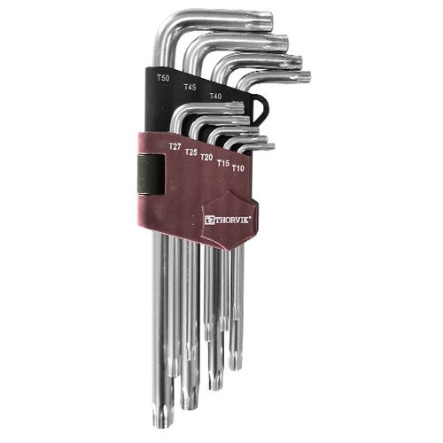 Набор ключей THORVIK torx Г-образных Т10-T50 9 предметов TK9S 9pcs double end screwdriver torx star hex wrench set t10 t15 t20 t25 t27 t30 t40 t45 t50 mechanical workshop hand repair tool