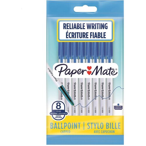 paper mate flexgrip ultra 1 мм s0190093 синий Набор шариковых ручек Paper Mate 045 Pen PM045, цвет чернил: синий, 8 шт