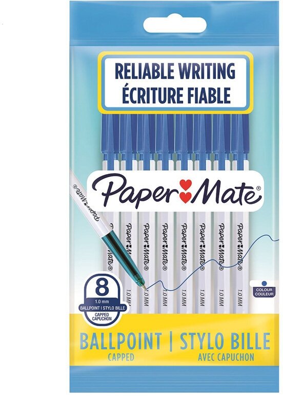 Набор шариковых ручек Paper Mate 045 Pen PM045, цвет чернил: синий, 8 шт