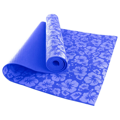 Коврик Sportex HKEM113-05 Цветы, 173х61 см синий 0.5 см коврик для йоги sportex полупрофессиональный эко пвх 173х61х0 5 см голубой