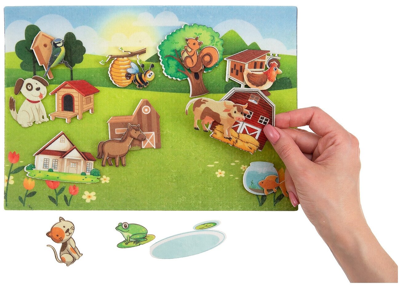 Обучающая игра из фетра на липучках "Кто где живет"