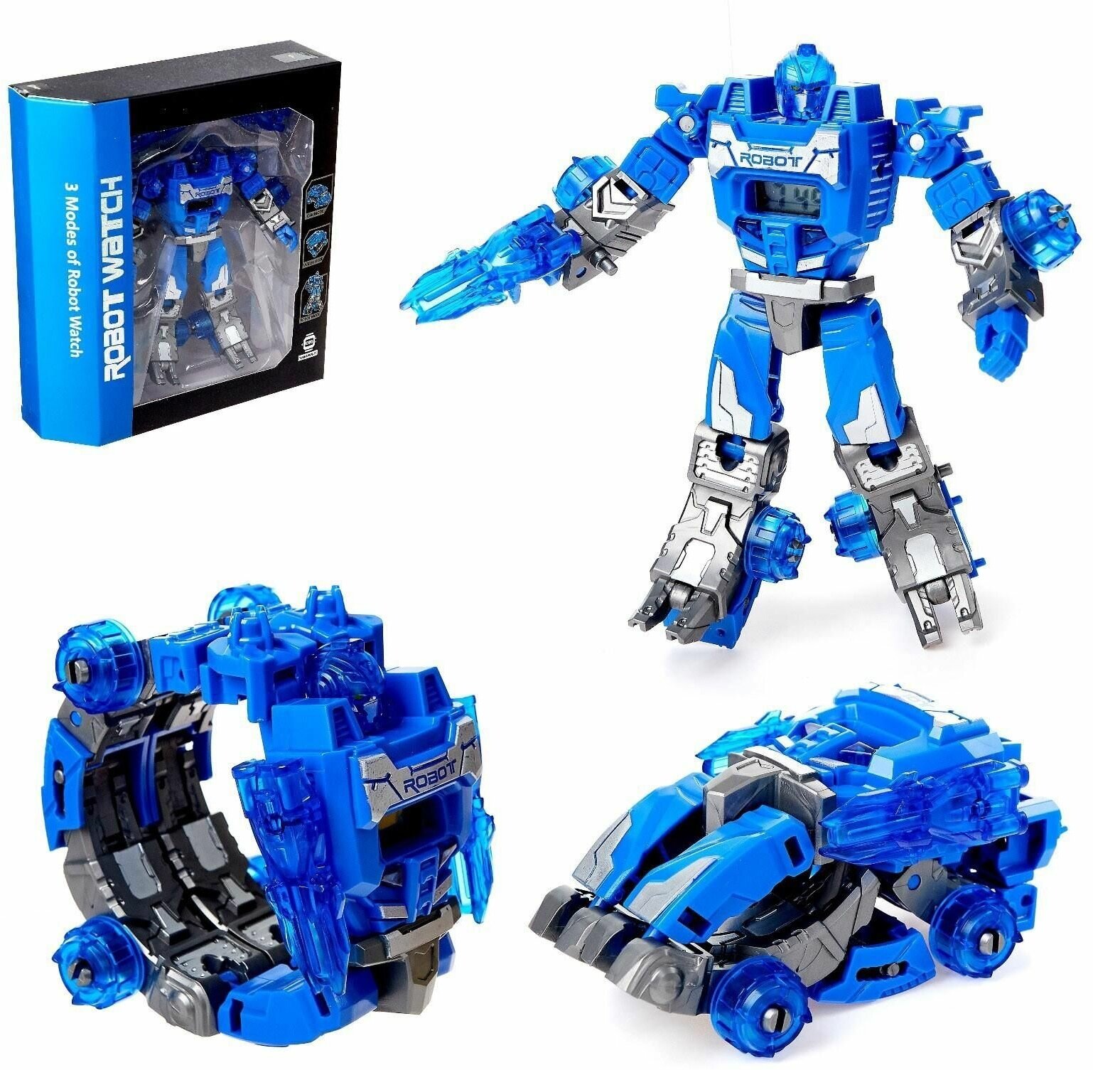 Робот Часы, трансформируется в робота и машинку, цвет синий